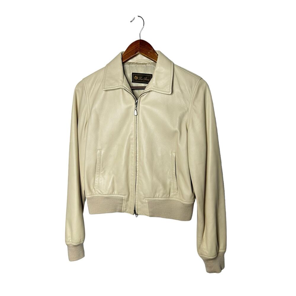 Lora‎ Piana sz 42 Medium womens cream white off Leather Jacket
